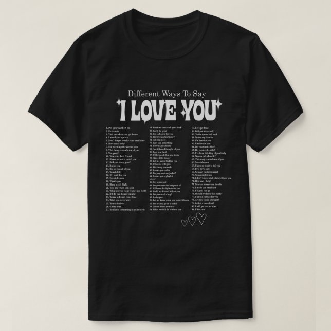 T-shirt Différentes manières de dire-Je t'aime valentines  (Design devant)