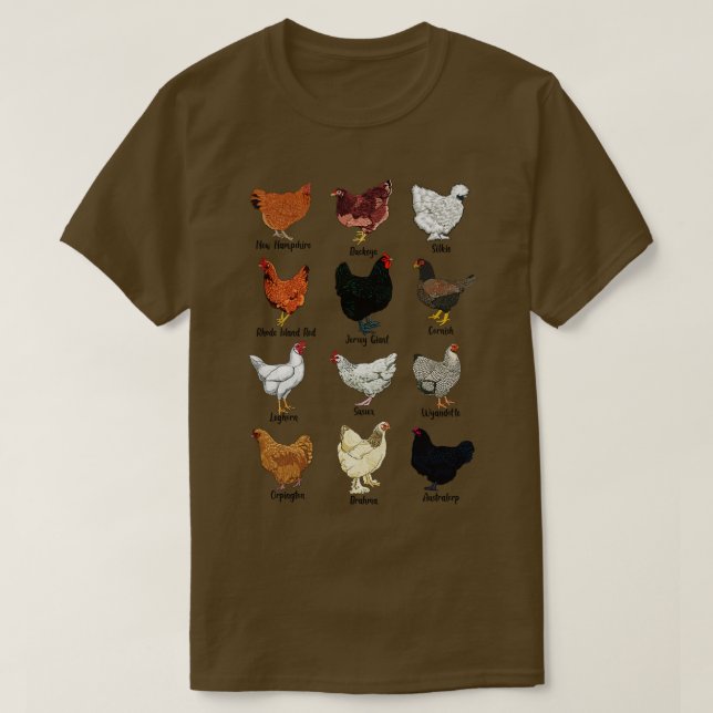 T-shirt Différentes races de poulets (Design devant)