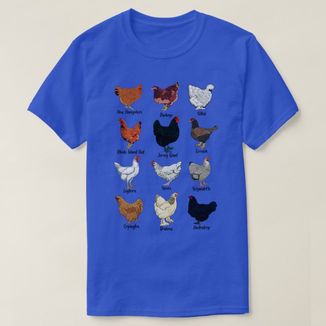 T-shirt Différentes races de poulets (Design devant)