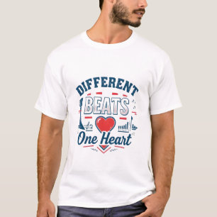 T-shirt "Différents battements, un coeur : Embrassez l'uni