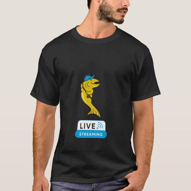 T-shirt Diffusion en direct drôle, joueurs de pêche à la m (Devant)