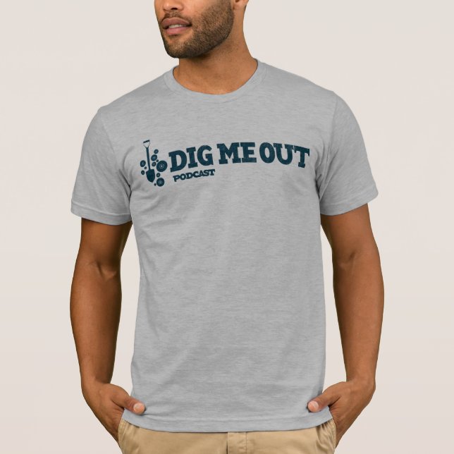 T-shirt Dig Me Out Blue Horizontal Logo sur Grey Heather (Devant)