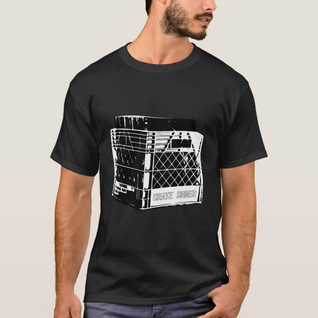T-shirt Digger Crate Avec Crate Plein D'Enregistrements Lp (Devant)