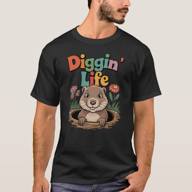 T-shirt Diggin Life Funny Gopher (Devant)