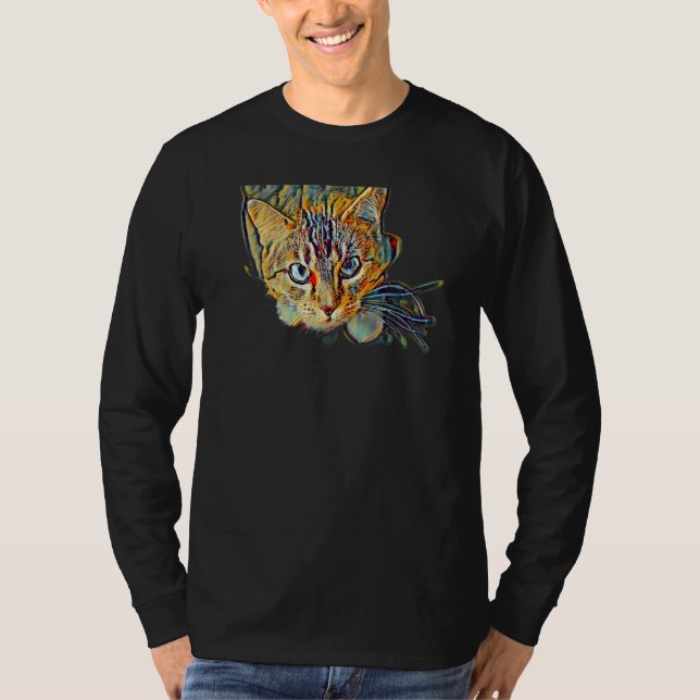 T-shirt Digital Abstract Painting Of A Cat 10 (Devant)