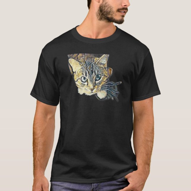 T-shirt Digital Abstract Painting Of A Cat 8 (Devant)