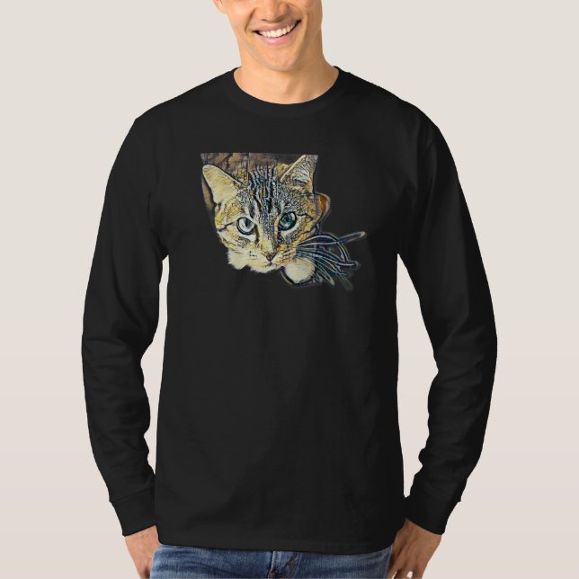 T-shirt Digital Abstract Painting Of A Cat 8 (Devant)