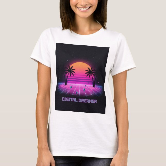 T-shirt Digital Dreamer Retro Sunset Tee | Y2K shirt (Devant)