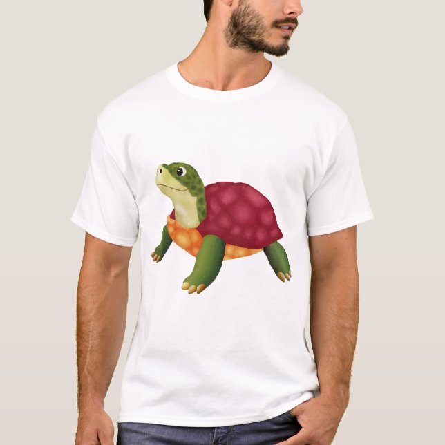 T-shirt Digital Illustration of a Happy Turtle (Devant)