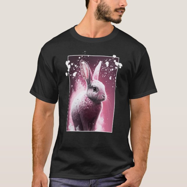 T-shirt Digital moderne rose lapin lapin lapin rue de pein (Devant)