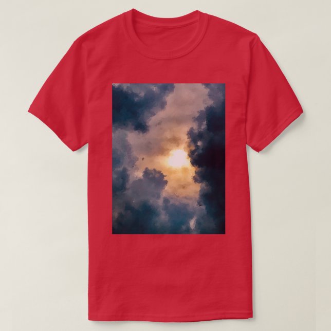 T-shirt digital oil painting of the sun peeking through th (Design devant)