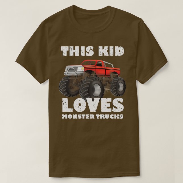 T-shirt Digitally Painted This Kid Loves Monster Trucks Di (Design devant)