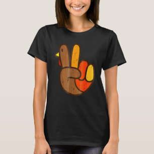 T-shirt Digne de paix Dinde Main Cool Thanksgiving Hippie 