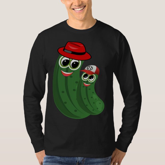 T-shirt Dill Pickle Dad and Son Wearing Hats (Devant)