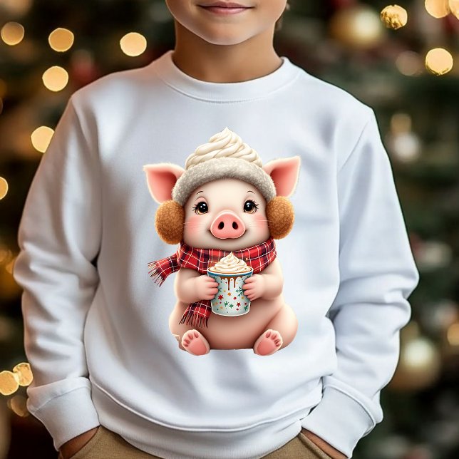 T-shirt d'illustration de joli cochon d'hiver avec (Créateur téléchargé)
