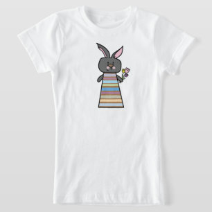 T-shirt d'illustration de lapin floral pour filles