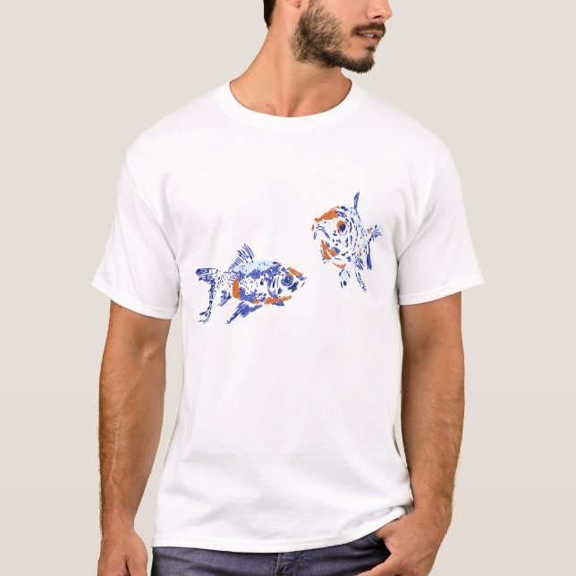 T-shirt d'illustration de poissons d'or (Devant)