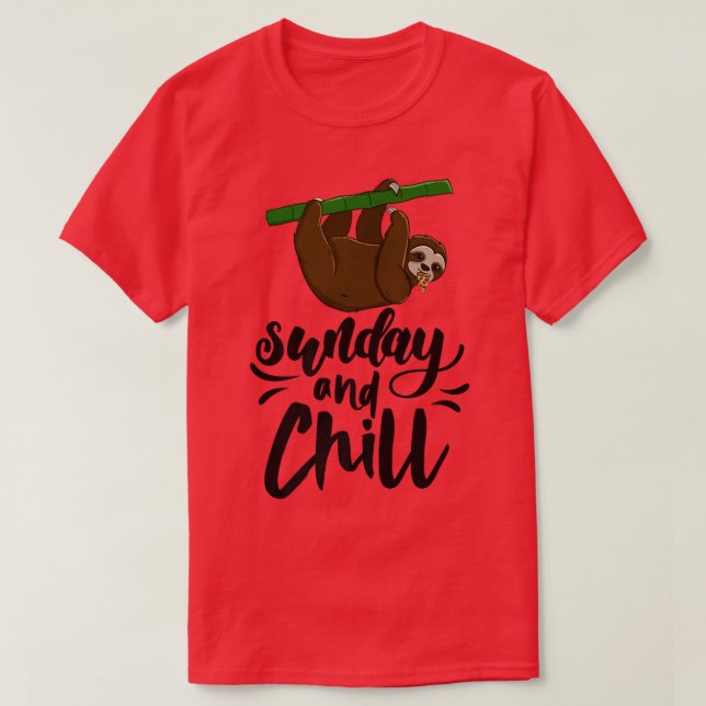 T-shirt Dimanche & Chill Funny Sleepy Head Lazy Sloth Loth (Design devant)