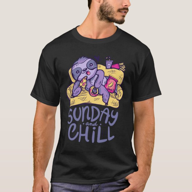 T-shirt Dimanche Et Chill Drôle Purple Sloth (Devant)