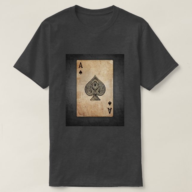 T-shirt d'impression d'antiquité "d'as de pique (Design devant)