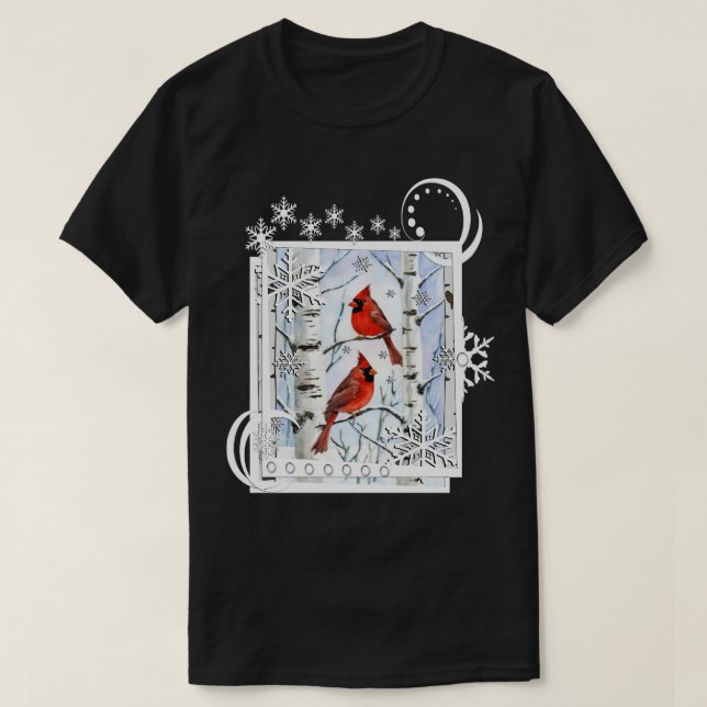 T-shirt Dinales d'hiver Birch Trees Design Snowflake (Design devant)