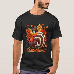 T-shirt Dinde Citrouille Visage Thanksgiving Automne Arbre