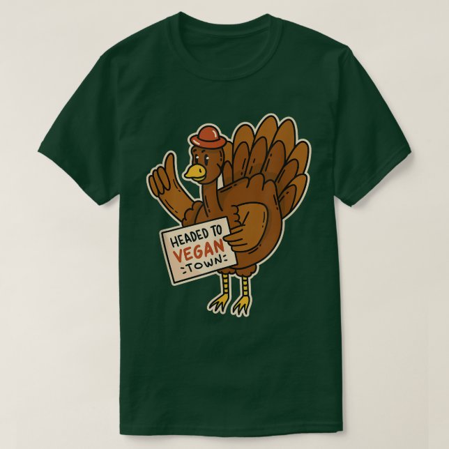 T-shirt dinde de la ville végétalienne cool (Design devant)