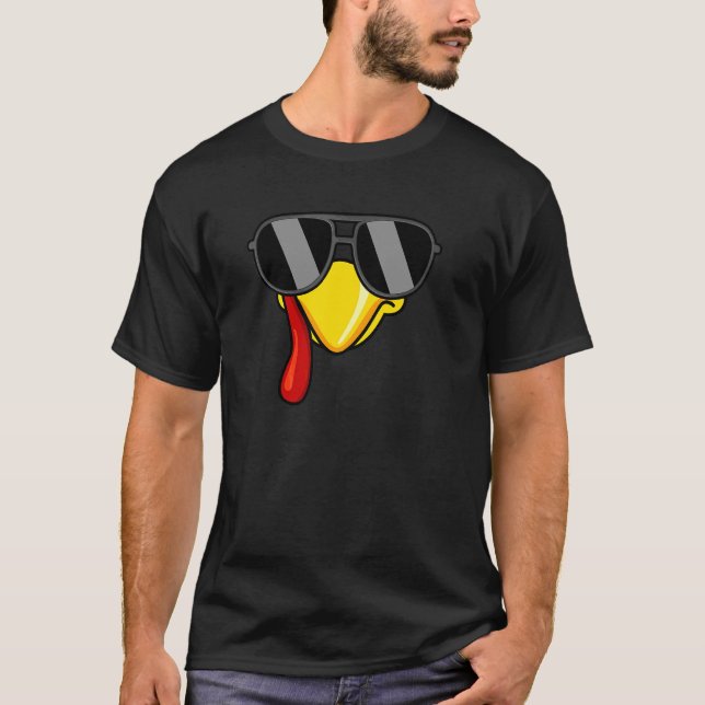 T-shirt Dinde de Thanksgiving cool visage avec lunettes de (Devant)