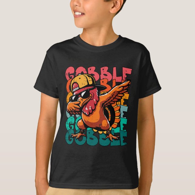 T-shirt Dinde de Thanksgiving Dab gloussement drôle garçon (Devant)