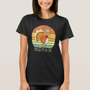 T-shirt Dinde de Thanksgiving Fausse Chat Rétro Femmes Hom