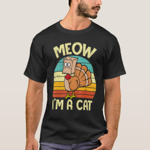 T-shirt Dinde de Thanksgiving Fausse Chat Rétro Femmes Hom