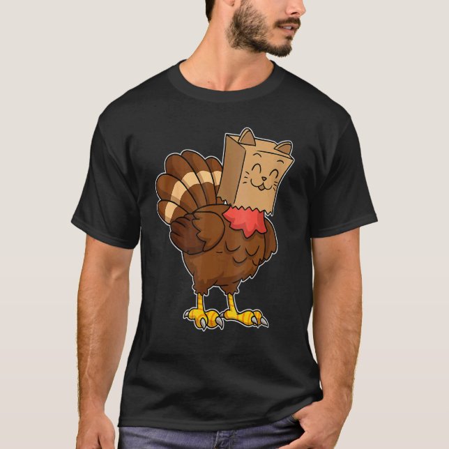 T-shirt Dinde de Thanksgiving Faux Miaulement de Chat  Cha (Devant)