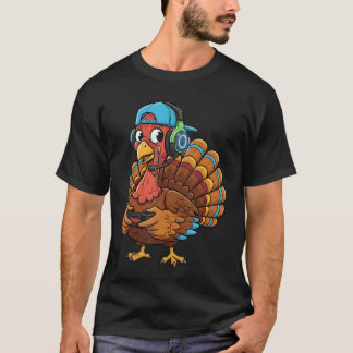 T-shirt Dinde de Thanksgiving Joueur Jeux Vidéo Jeux Vidéo