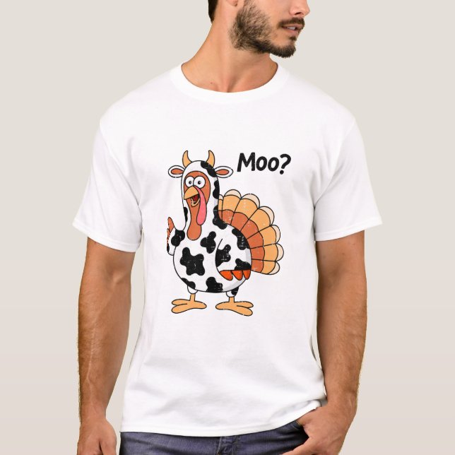 T-shirt Dinde de Thanksgiving meugle (Devant)