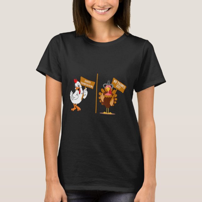 T-shirt Dinde de Thanksgiving Non merci Halloween Grumpy F (Devant)