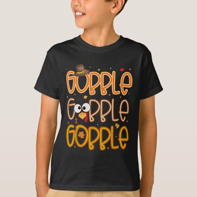T-shirt Dinde drôle visage de Thanksgiving Gobble Chemises (Devant)