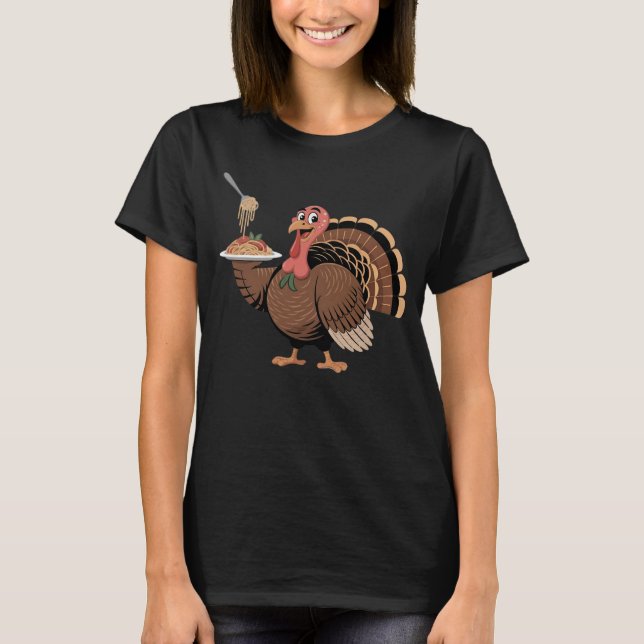 T-shirt Dinde italienne servant des spaghetti, drôle de fo (Devant)