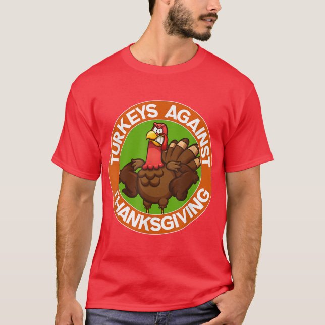 T-shirt Dindes contre Thanksgiving Vegan (Devant)