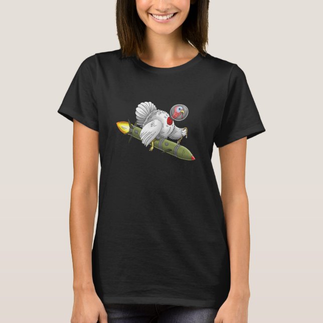 T-shirt Dindon de fusée de Thanksgiving (Devant)