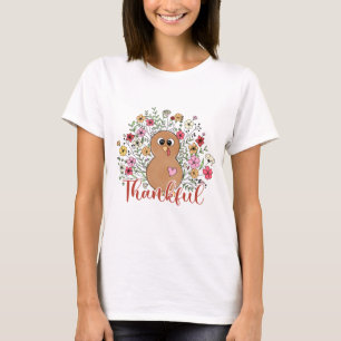 T-shirt Dindon de remerciement floral - Action de grâce
