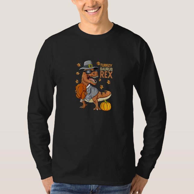 T-shirt Dindon de Thanksgiving Saurus Rex Pèlerin Dinosaur (Devant)