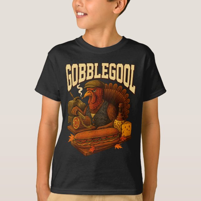 T-shirt Dindon Gobbol Gobble Gool Thanksgiving Rétro  (Devant)