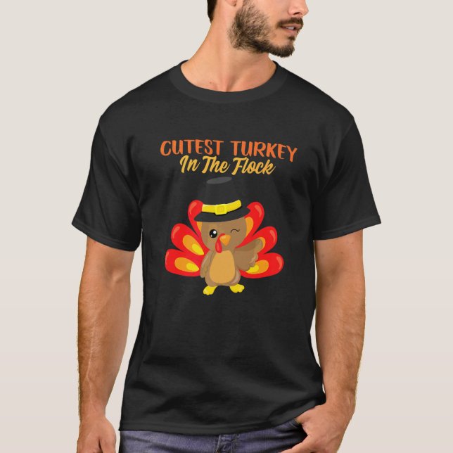 T-shirt Dindon le plus mignon du troupeau Joyeuse fête de  (Devant)