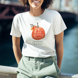 T-shirt Dîner de Thanksgiving Orange Citrouille Floral Aut
