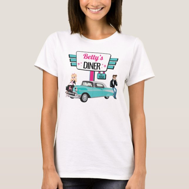 T-shirt Diner Retro Voiture 1950 Sock Hop (Devant)