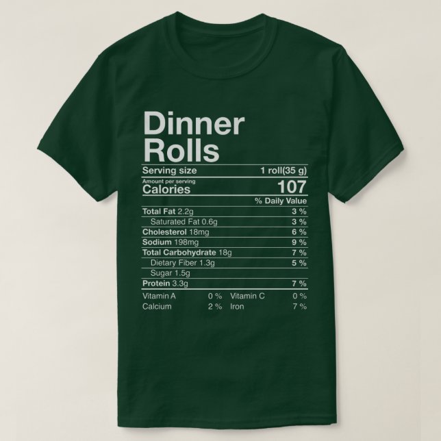 T-shirt Dîner Rolls Nutrition Faits Thanksgiving Gifts Tu (Design devant)