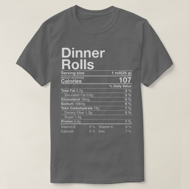 T-shirt Dîner Rolls Nutrition Faits Thanksgiving Gifts Tu (Design devant)