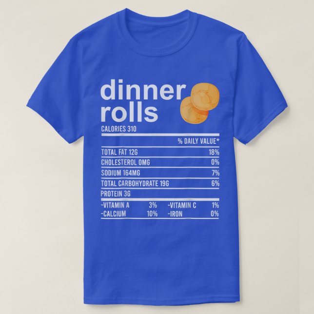 T-shirt Dîner Rolls Nutrition Fiches Vêtements Drôle Thank (Design devant)