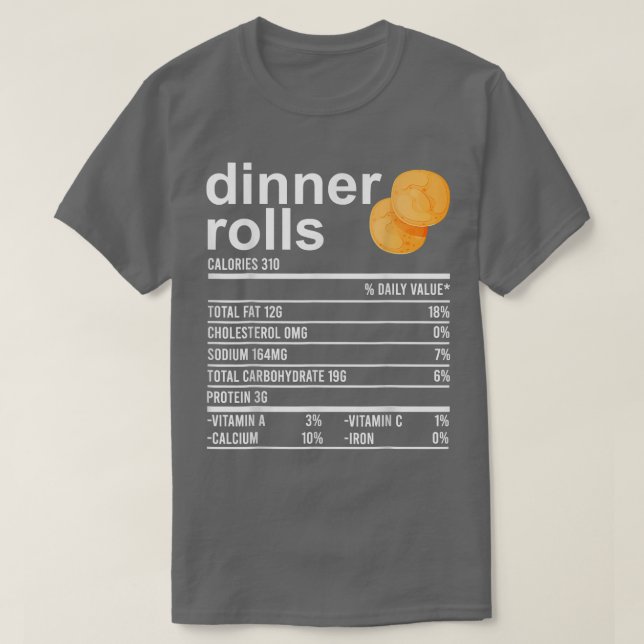 T-shirt Dîner Rolls Nutrition Fiches Vêtements Drôle Thank (Design devant)