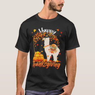 T-shirt Dîner Turquie Llama Autumn Tree Lover Thanksgiving